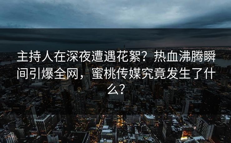 主持人在深夜遭遇花絮？热血沸腾瞬间引爆全网，蜜桃传媒究竟发生了什么？