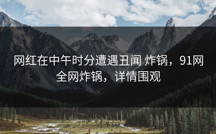 网红在中午时分遭遇丑闻 炸锅，91网全网炸锅，详情围观