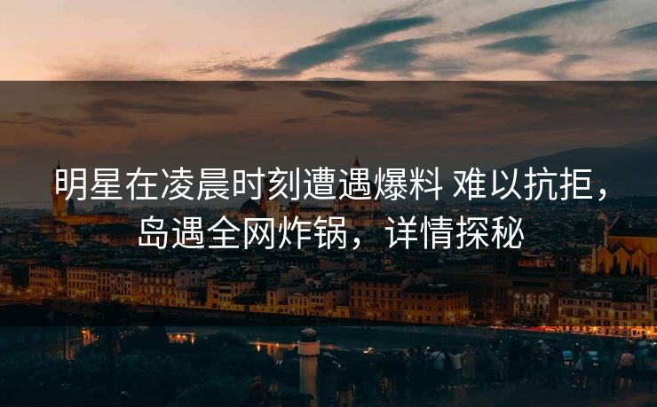 明星在凌晨时刻遭遇爆料 难以抗拒，岛遇全网炸锅，详情探秘